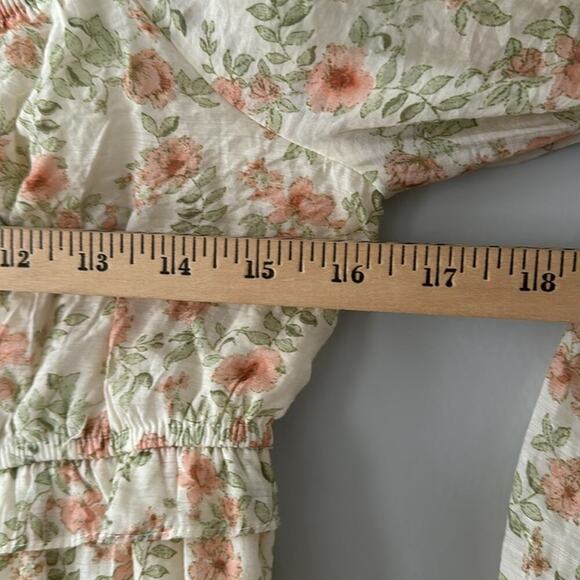Blu Pepper Floral Cottage Core Dress Mini Size Large Color is Cream with Peach - Picture 6 of 9